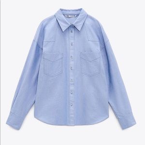 Zara Oversized Oxford Shirt Light Blue